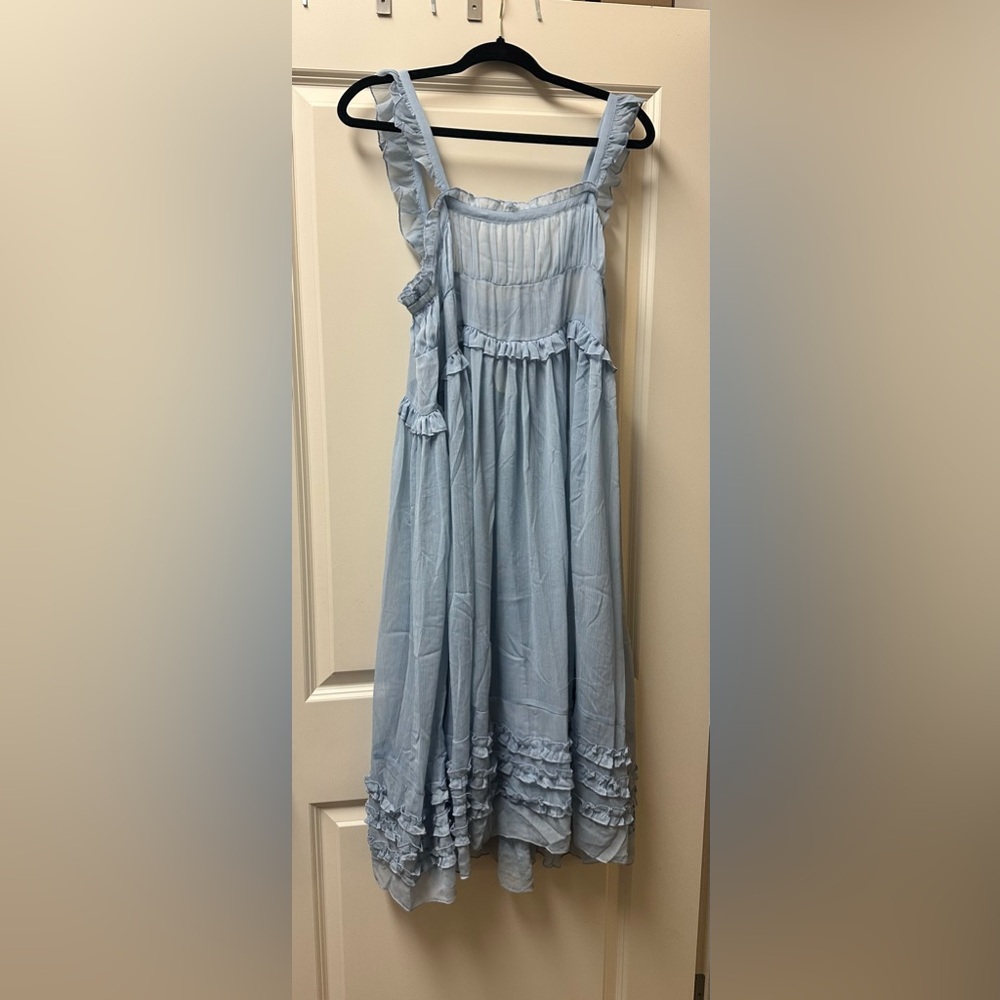 Free People Blue Ruffled Tiered Sundress